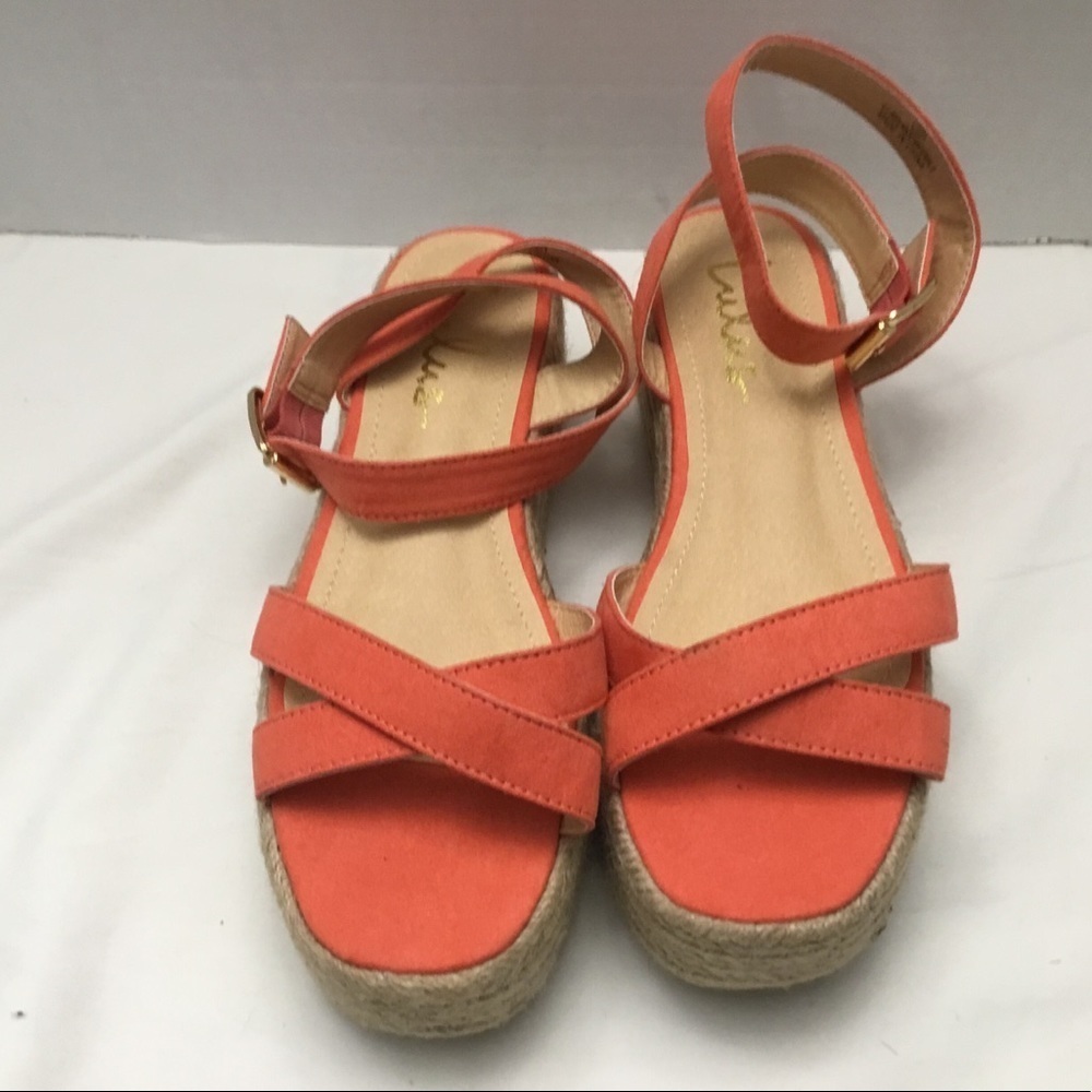 Lulu's strappy orange slippers